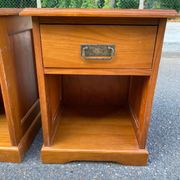 2 marine bedside tables in solid wood stained honey 1990