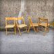 Set of 4 folding chairs in beech and caning by Habitat, 1980s.