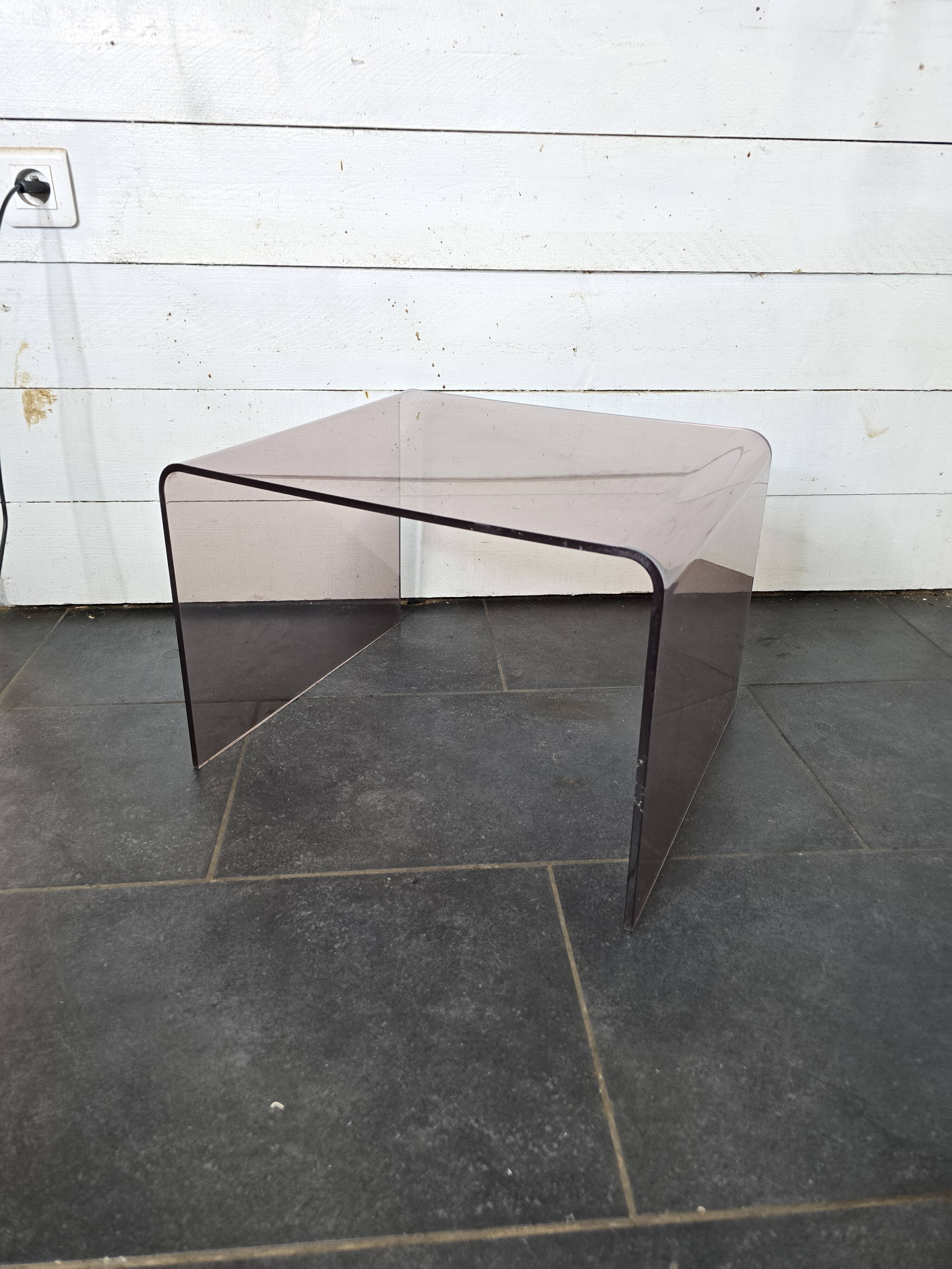 Smoked plexiglass side table from the 70s