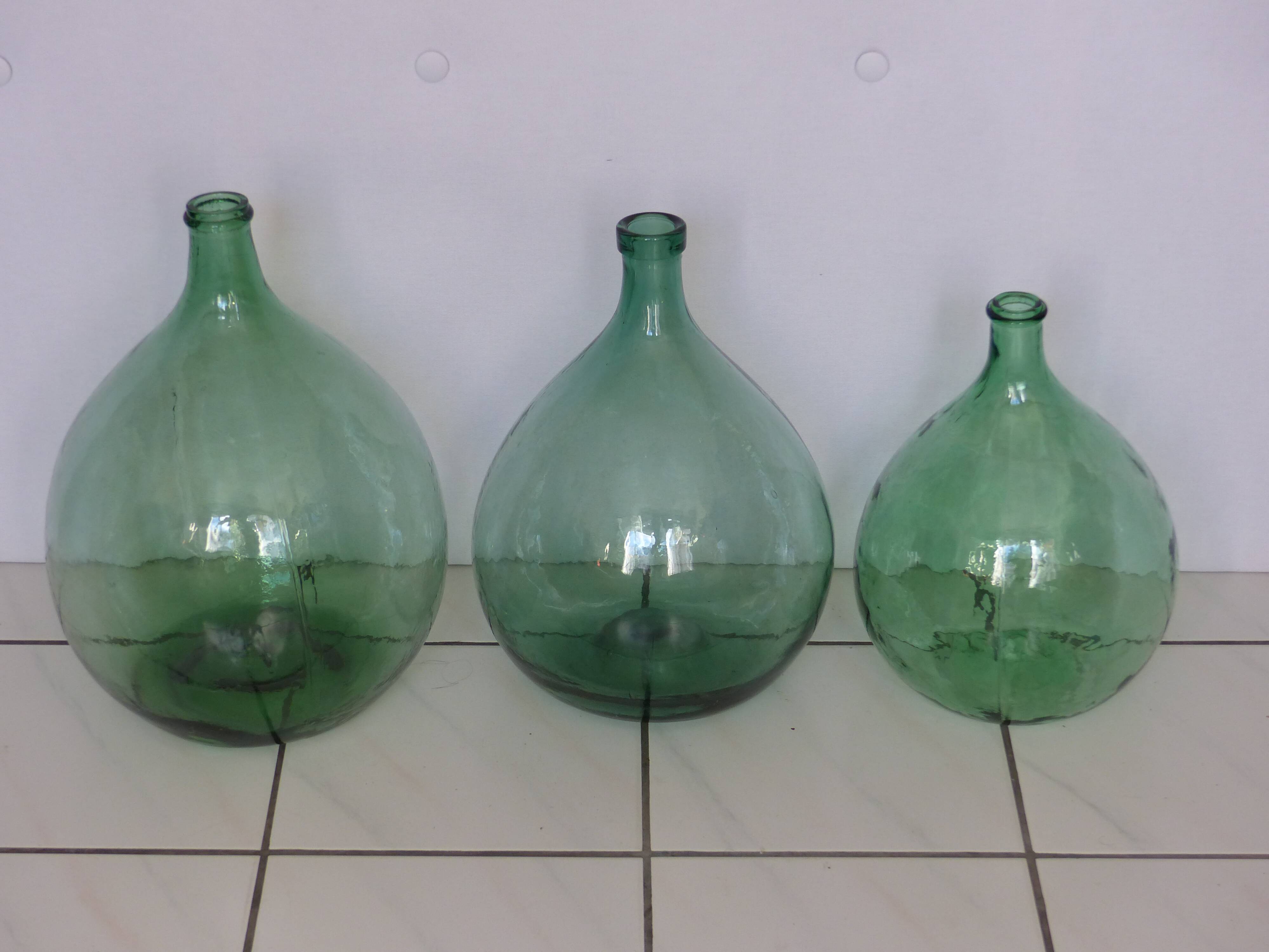 Set of 3 old Vintage 20 demijohn L-15L - 10L