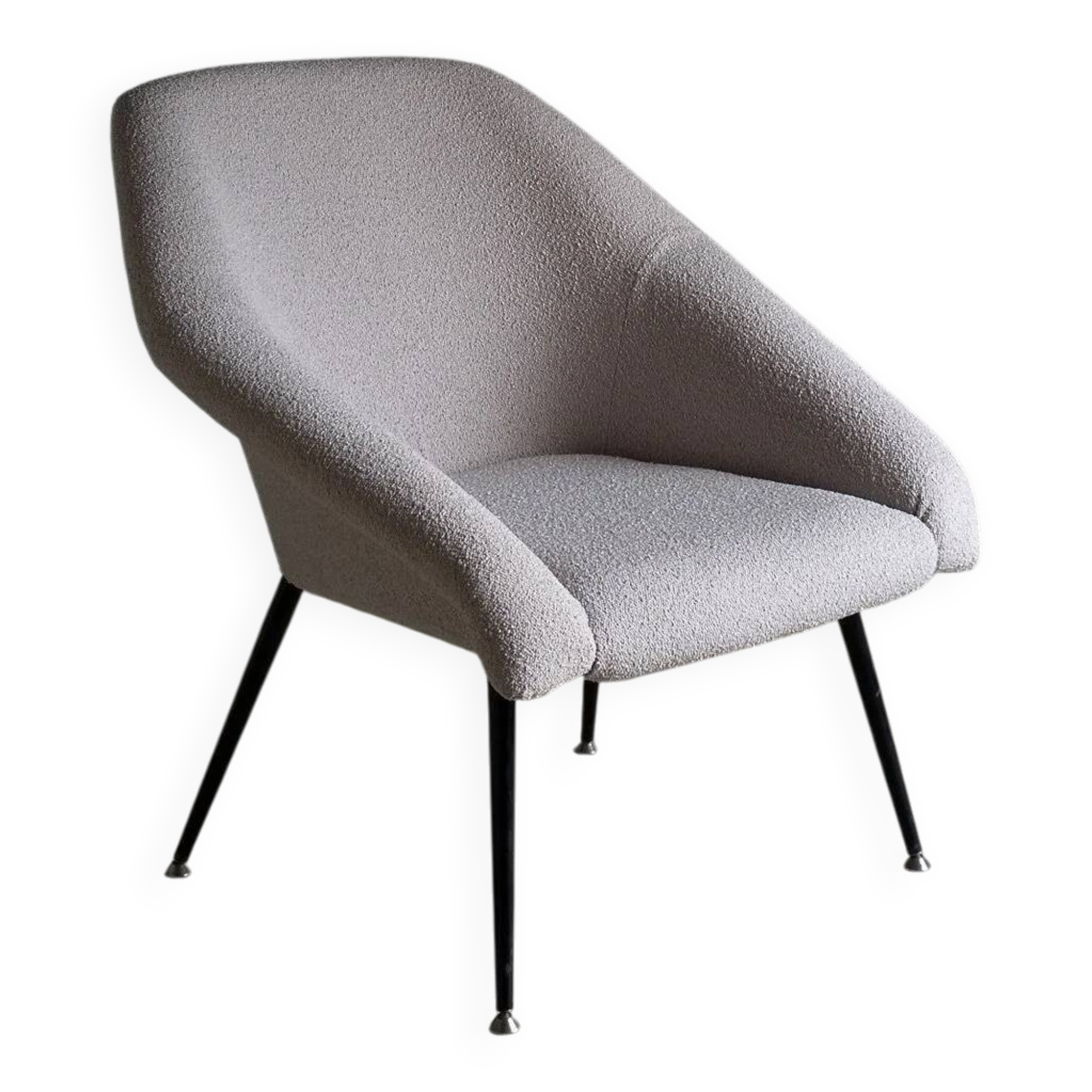 Gray boucle shell armchair | Germany | 1960s
