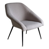 Fauteuil en cuir bouclé gris | Allemagne | Années 1960