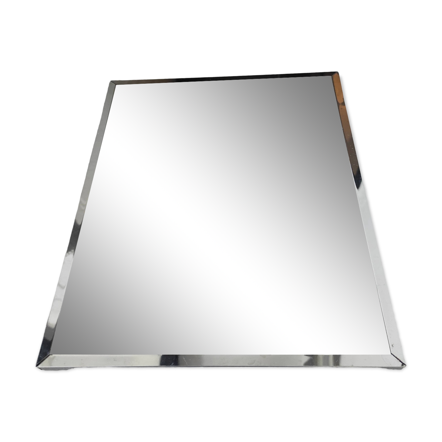 Vintage mirror with silver metal frame to hang