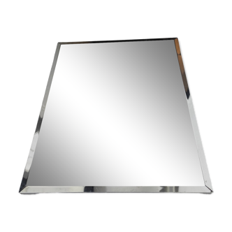 Miroir vintage avec cadre métallique argenté à accrocher