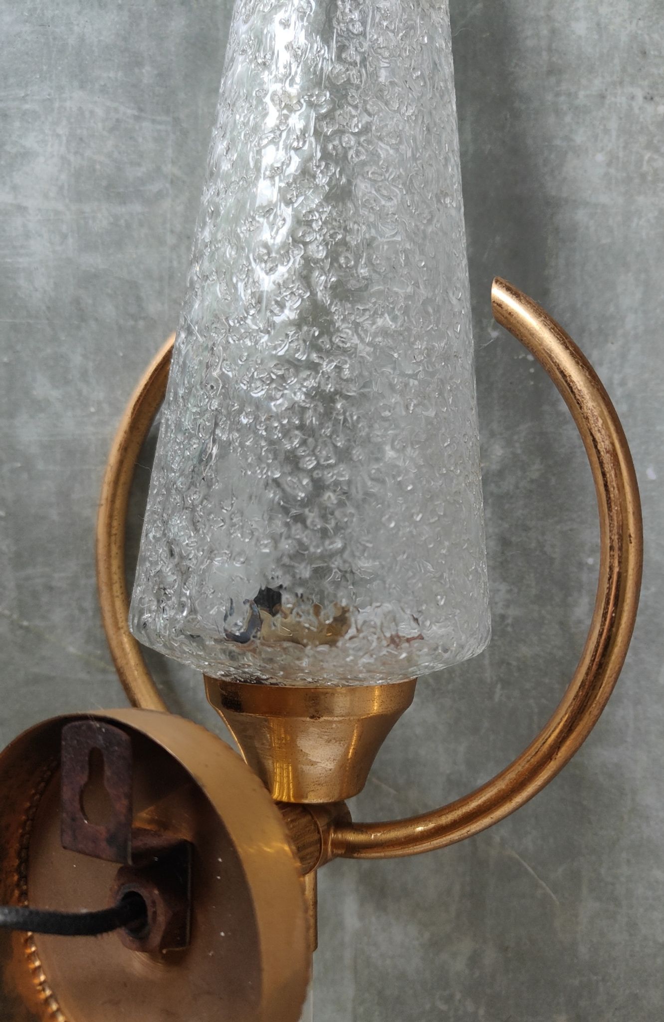 Paire appliques verre et métal doré
