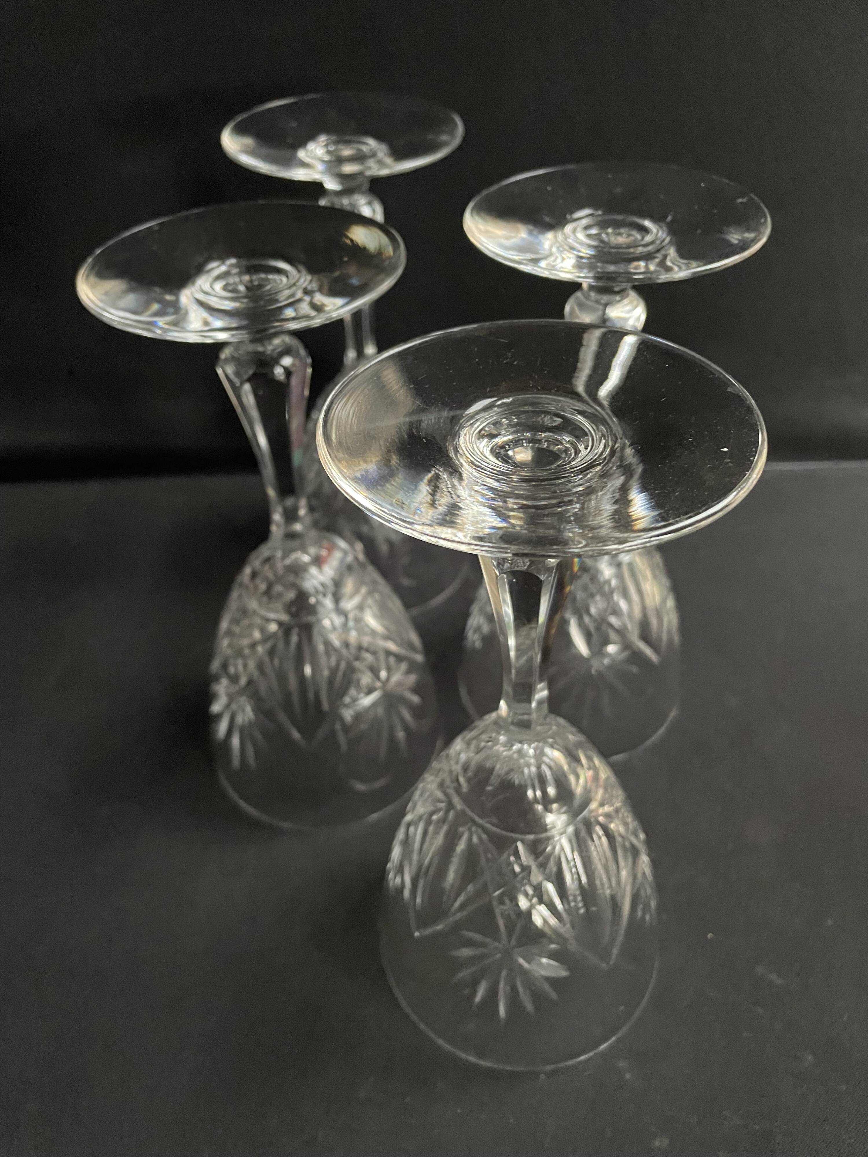 4 Large cut crystal glasses