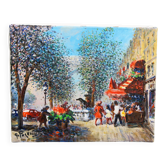 Beau tableau ancien hst gena pechaubes - paris - petit format 27 / 21.5 cm