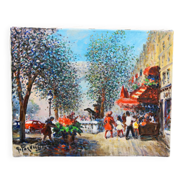 Beautiful antique painting hst gena pechaubes - paris - small format 27 / 21.5 cm
