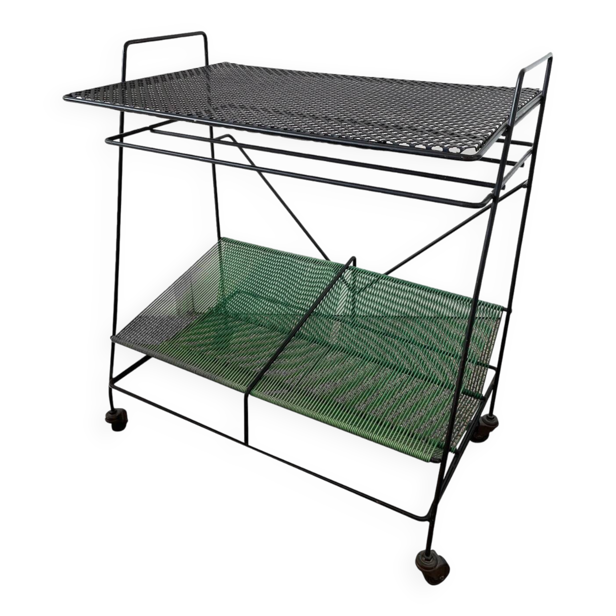 Side table • Vintage serving trolley • Vinyl record holder