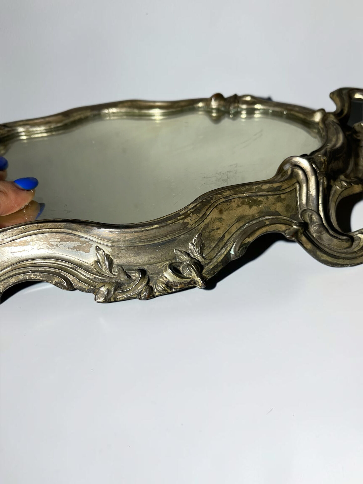 Antique mirror centrepiece, Louis XV style — Tray with handles,