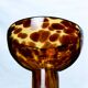 Amber blown glass candlestick – Art Deco style – 24.5 cm