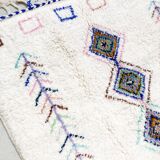 Berber carpet Azilal ecru with colorful graphic patterns 250x155m