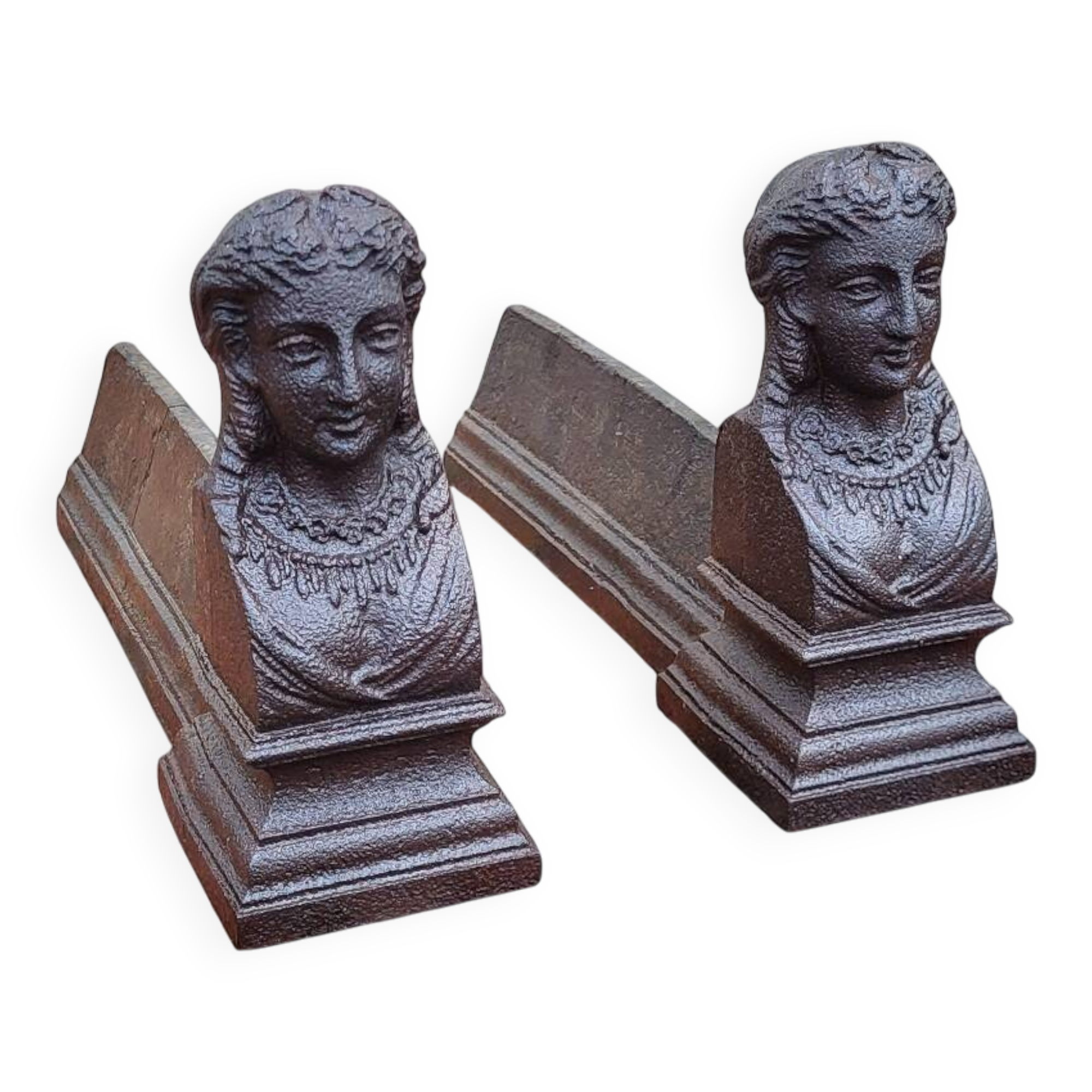 Pair of cast iron andirons
