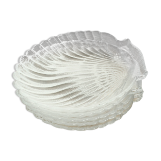 Set of plates scallops in glass
