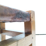 Ottoman stool early twentieth wood and leather