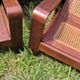Pair of vintage rosewood and canning armchairs, Burma 1950