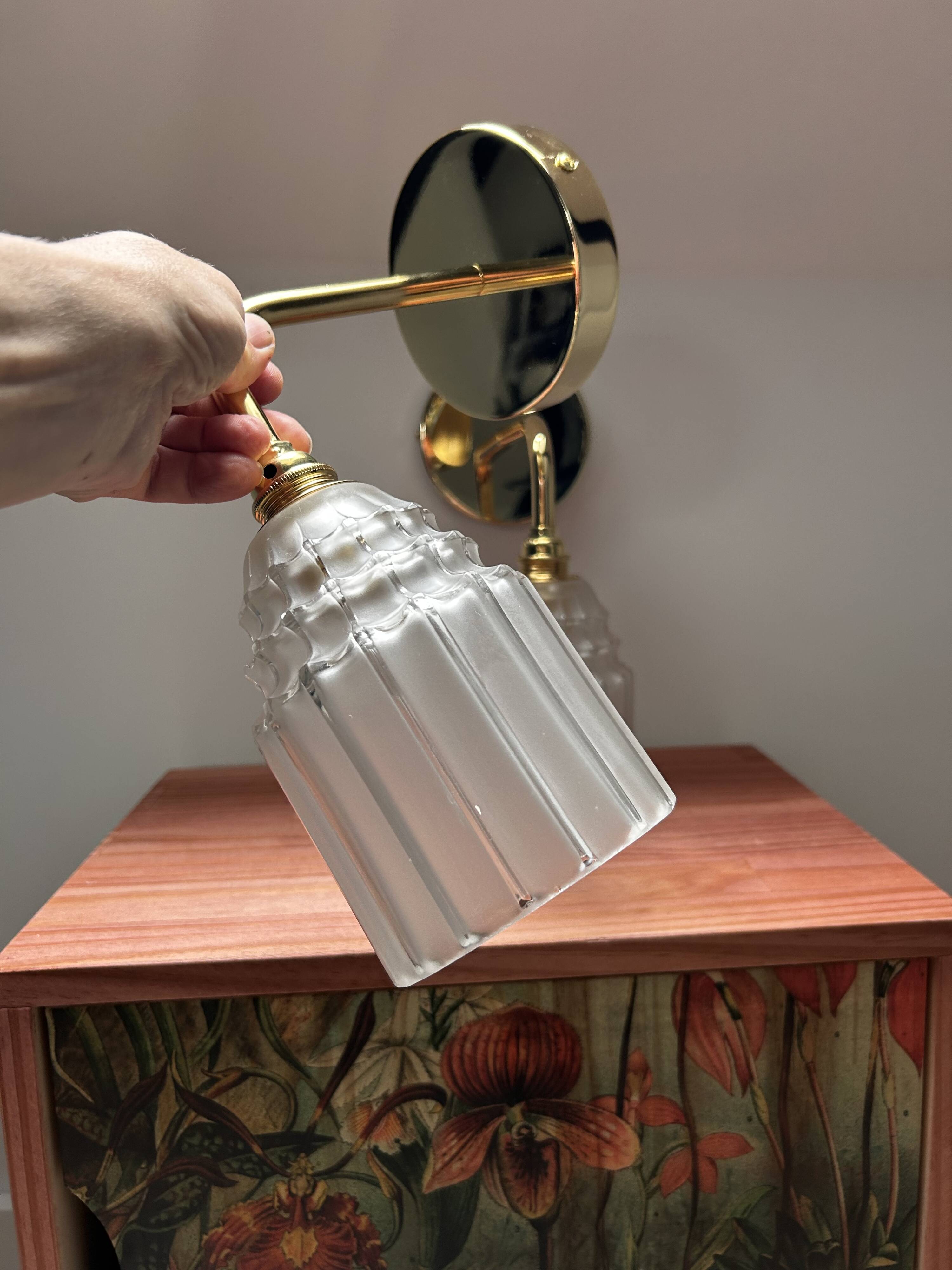 Duo of Art Deco tulip wall lights
