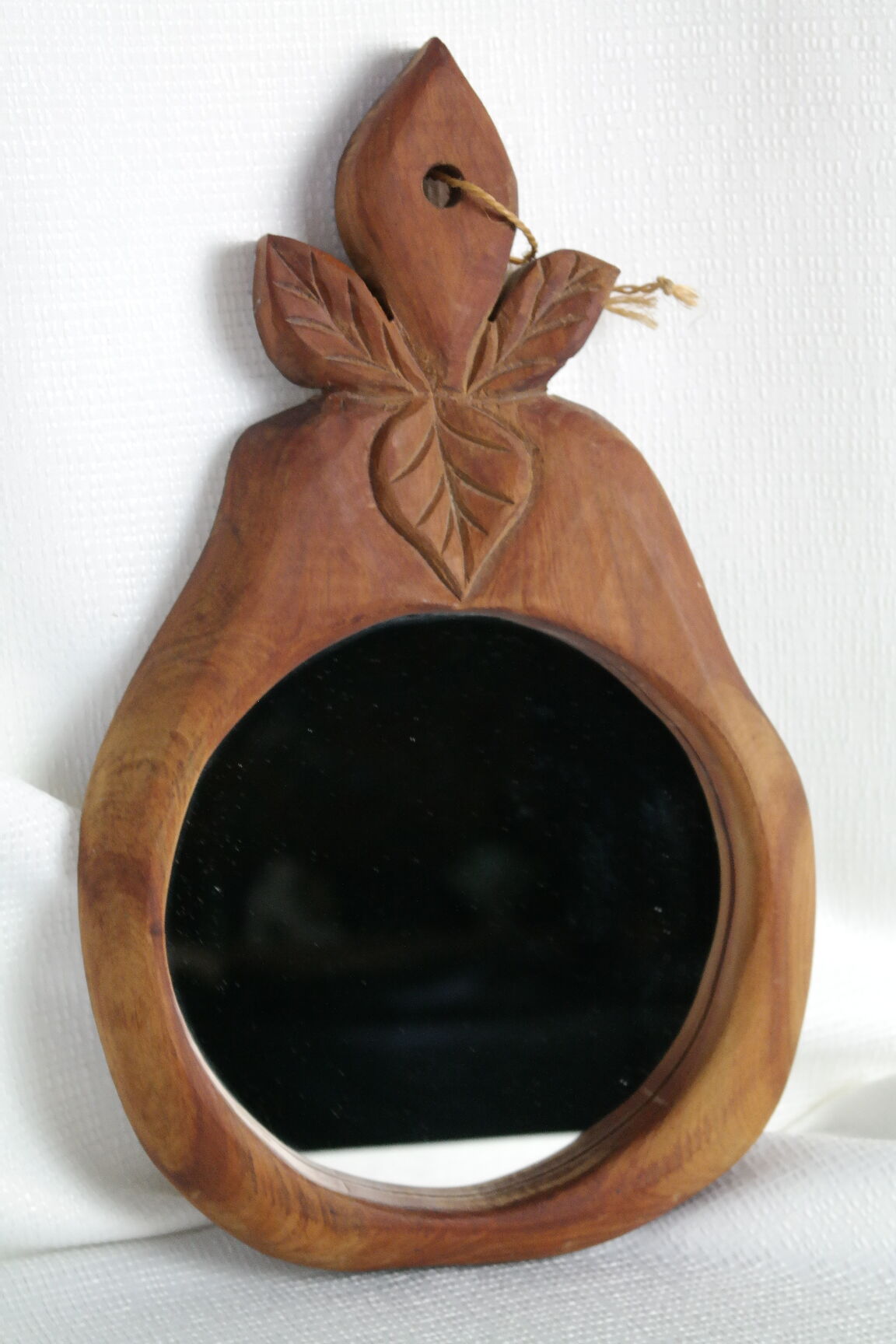 Vintage mahogany wood mirror handmade pear shape