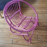 Pink rattan children's armchair