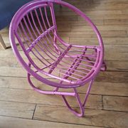 Fauteuil enfant en rotin rose