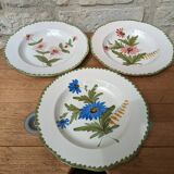 Set of 3 decorative deep plates with floral decoration
