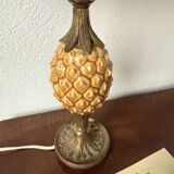 Lampe de table ananas céramique et laiton 1950