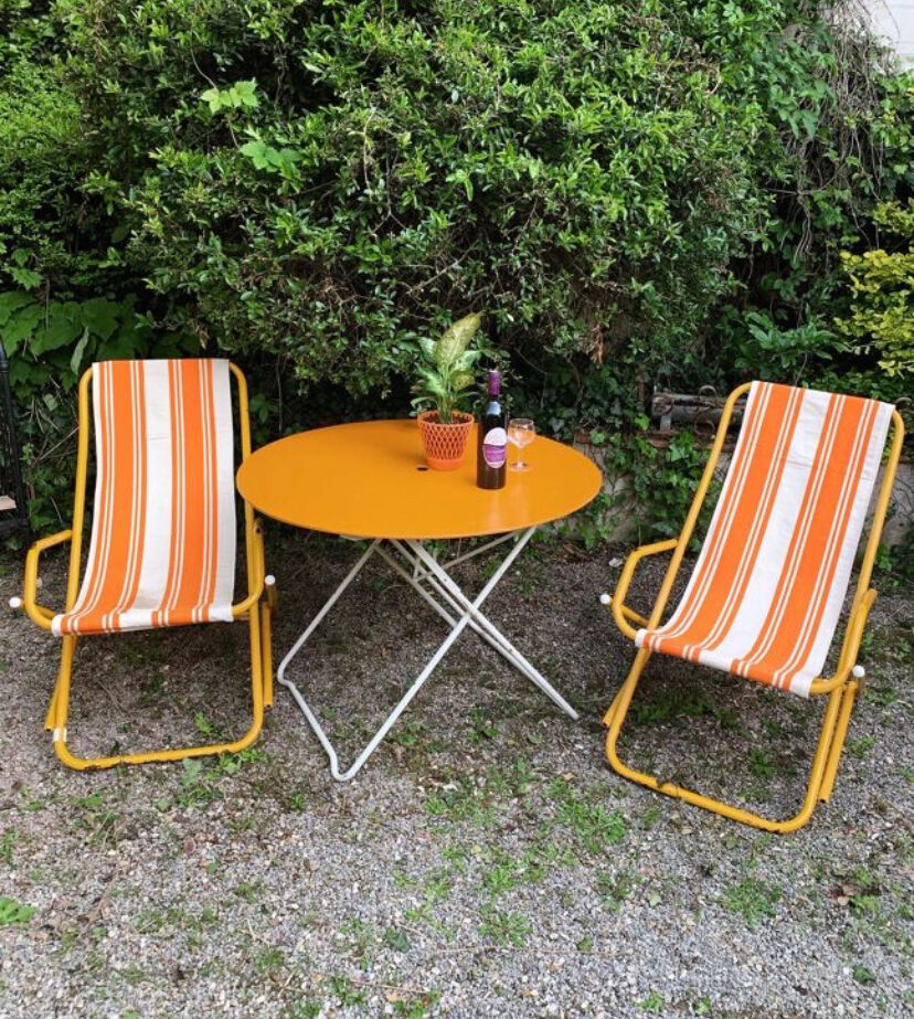 Pair of antique deckchairs