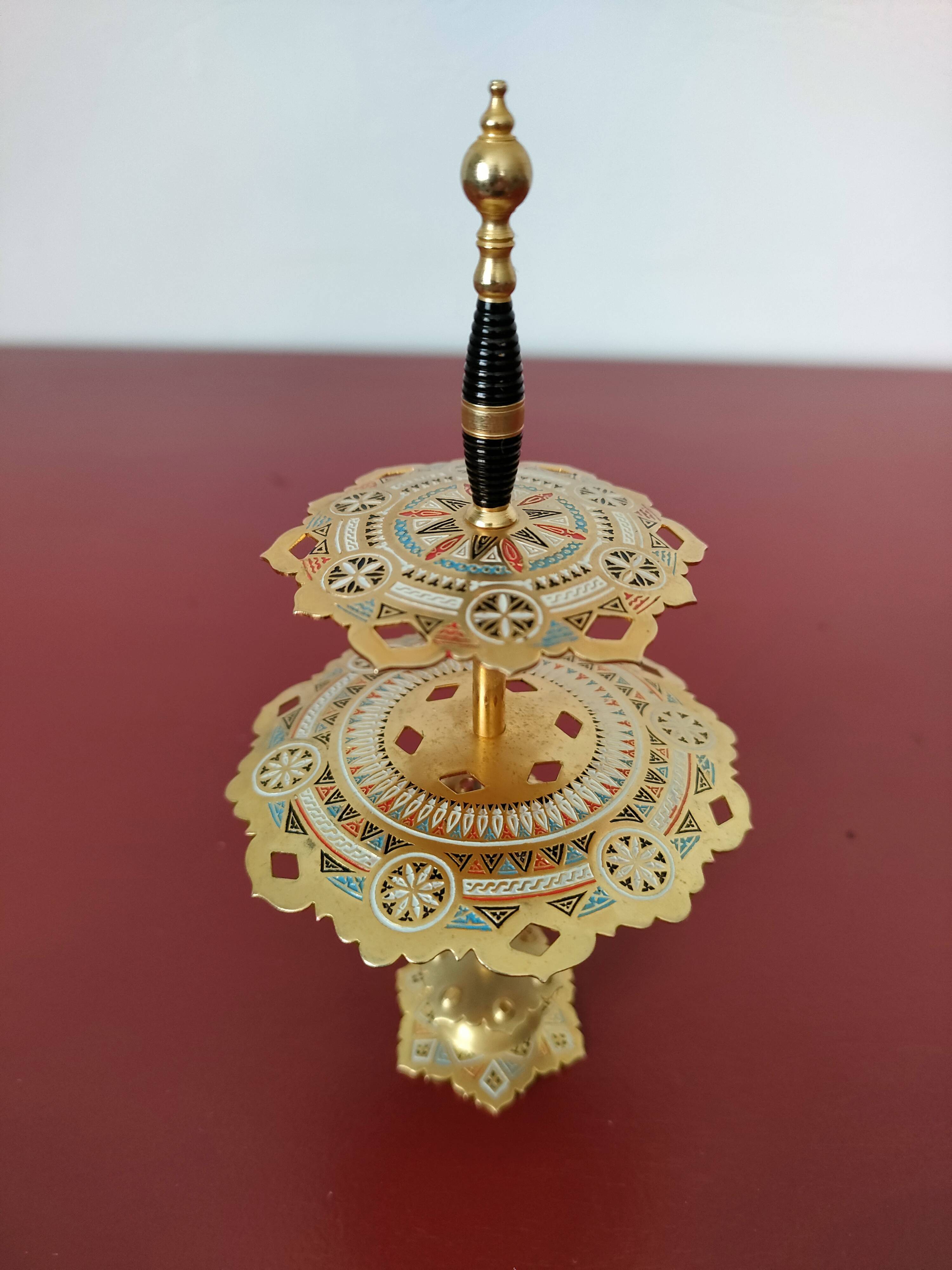 12 aperitif spades in the shape of swords on tray by Toledo Spain 70's