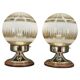Pair of Italian Etched Glass, Chrome and Wood Table Lamps, 1950s