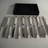 12 SFAM cheese knives in its dark chocolate case