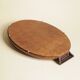 Old Oval Art Deco Wooden Plate - Bakelite Glass - Geometric Pattern