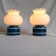 Pair of duck blue and white opaline lamps