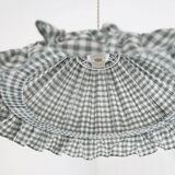 Emilia "small green squares" conical textile suspension with flounce
