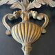 Pair of wood and iron wall lamps