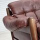 1970s, 2-seater Swedish sofa, brown leather with patina, dark beech wood.