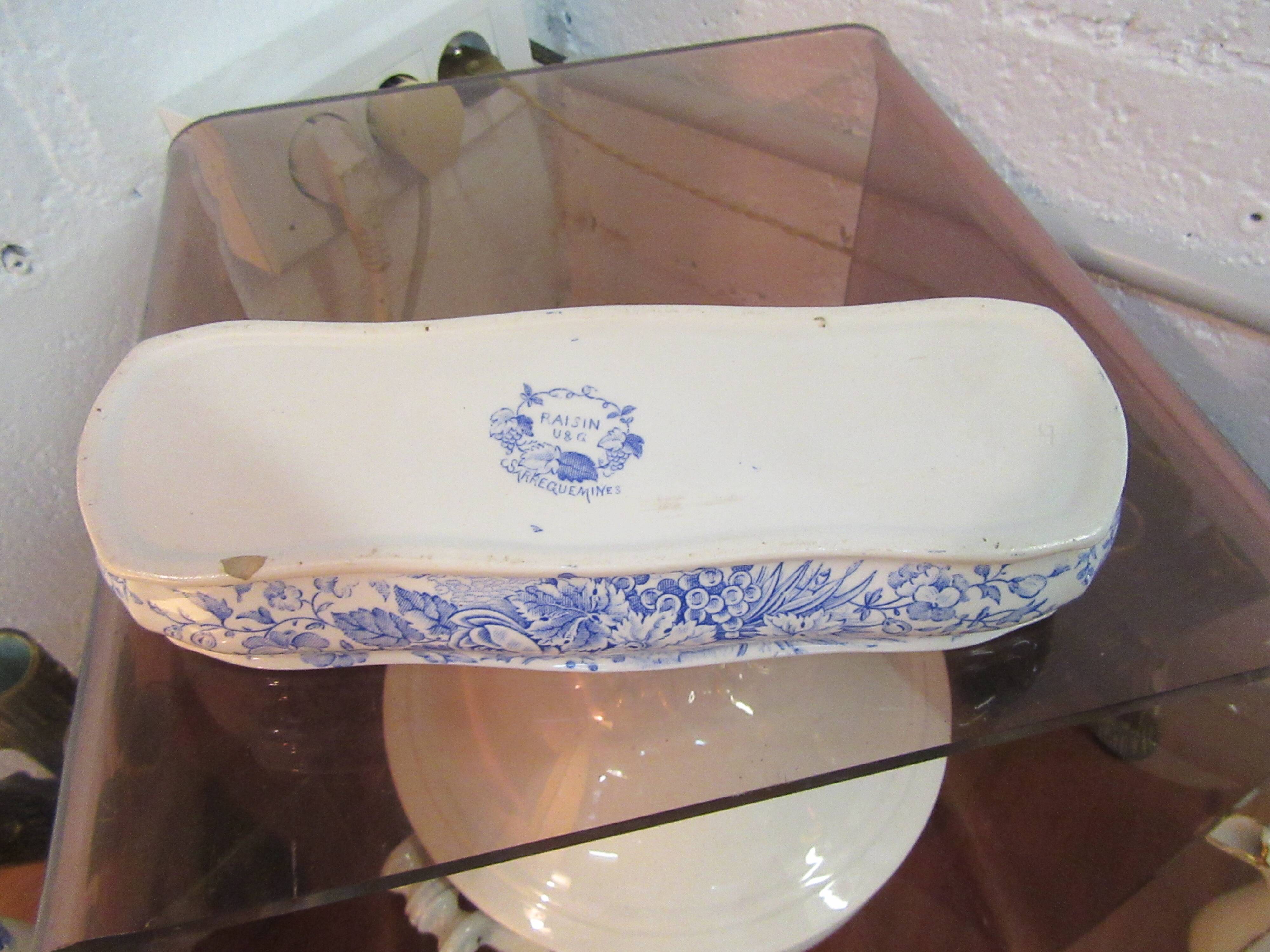 Porte savon en faience bleu de sarreguemines