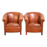 Set of original English handmade springvale club chairs in good condition