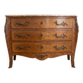 Louis XV style commode in marquetry and marble