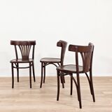 Set of 4 solid wood bistro chairs from the 1970s