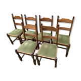 Series of 6 wooden chairs from the 1940s