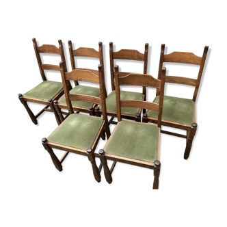 Series of 6 wooden chairs from the 1940s