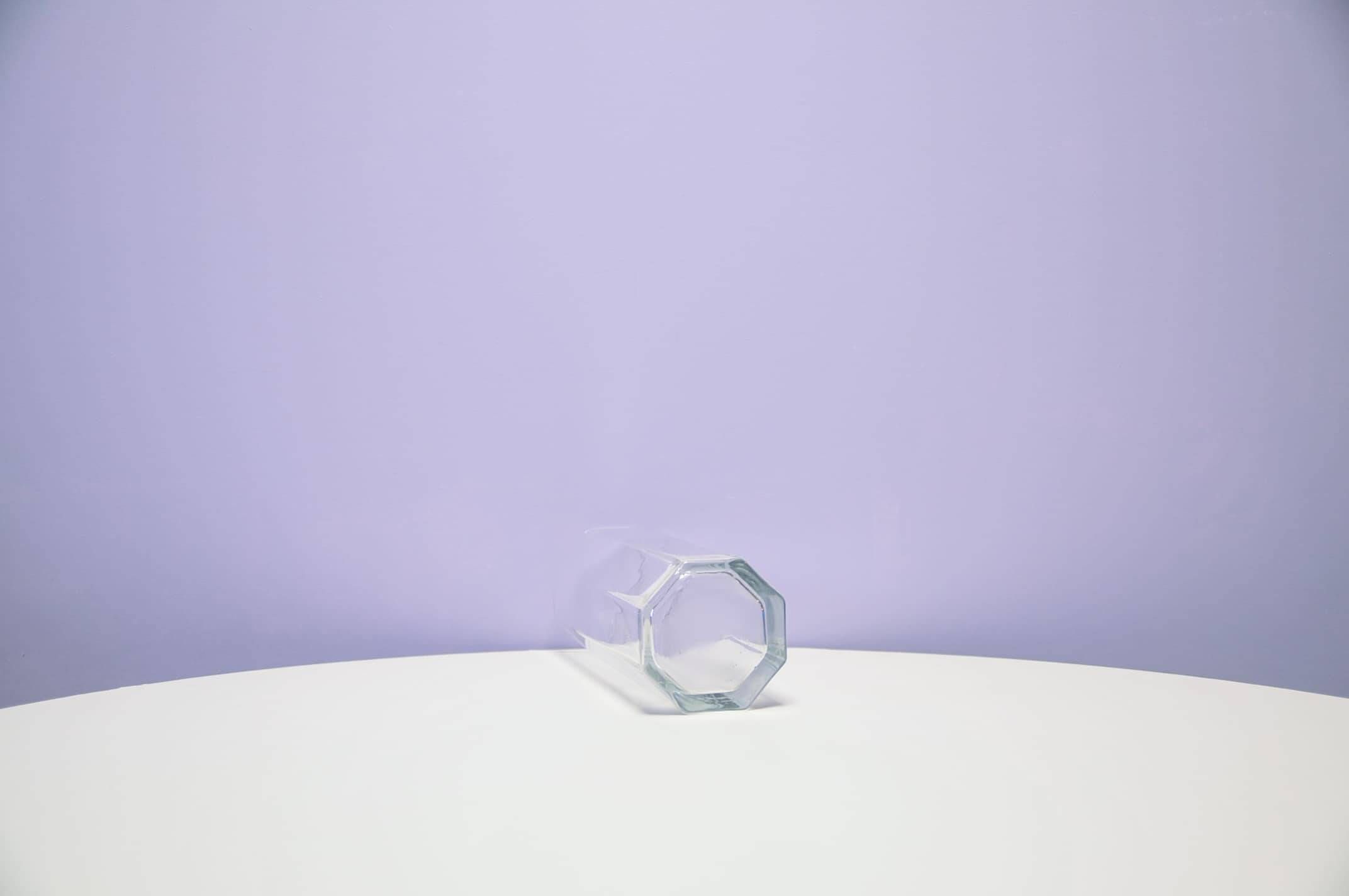 vintage 8-sided glass vase