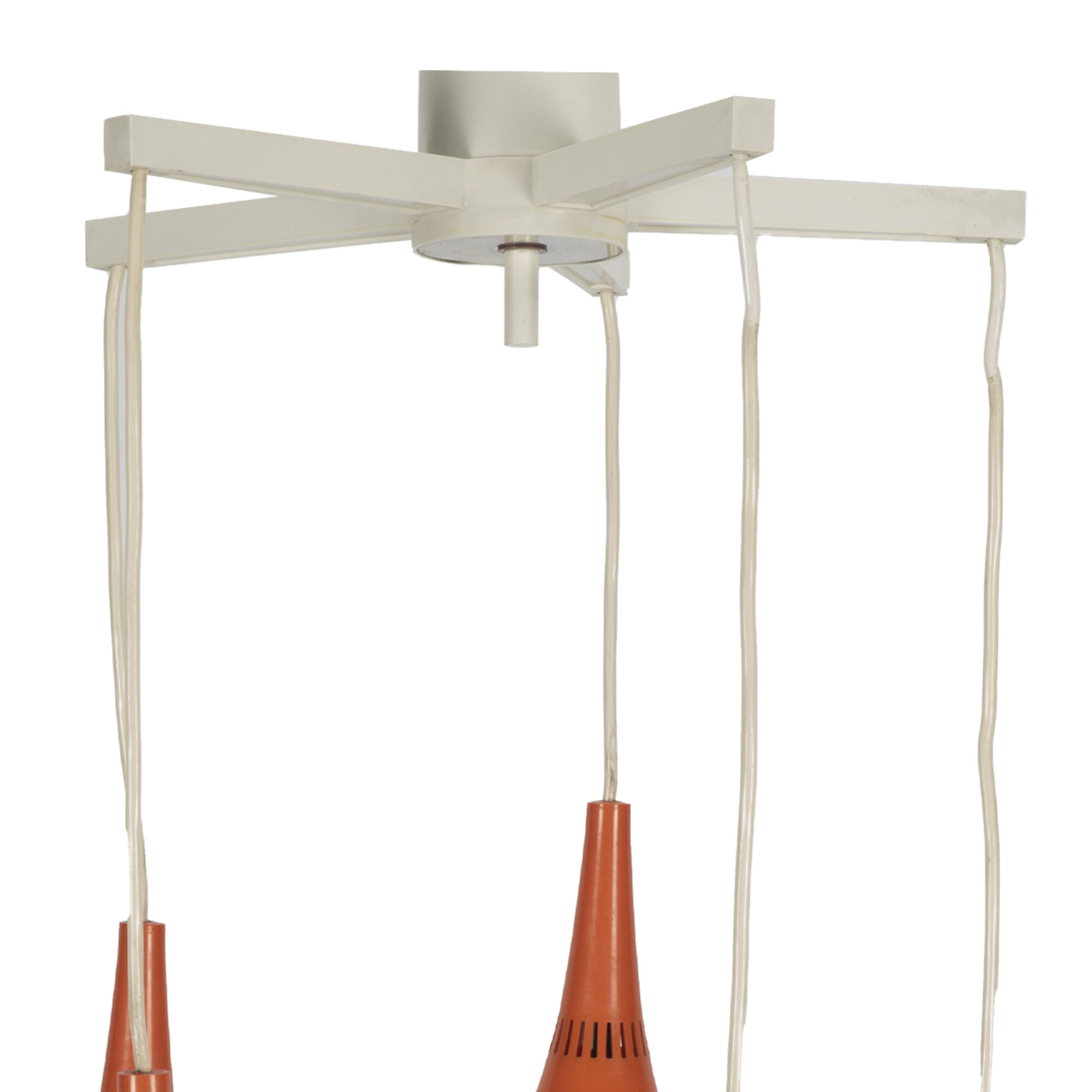 Orange and white 5 ball Space Age pendant lamp