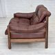 1970s, 2-seater Swedish sofa, brown leather with patina, dark beech wood.