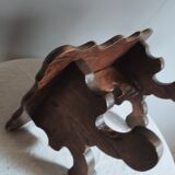 Wooden footrest stool, folk art craft