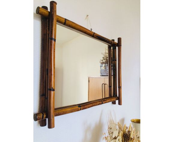Vintage Bamboo Mirror Selency, How To Make A Bamboo Mirror Frame
