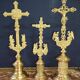 Three Gilded Bronze Altar Crosses, 19th Century