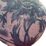 Acid-etched ball vase signed de vianne with flower decoration