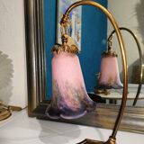 Art nouveau tulip style bronze lamp signed