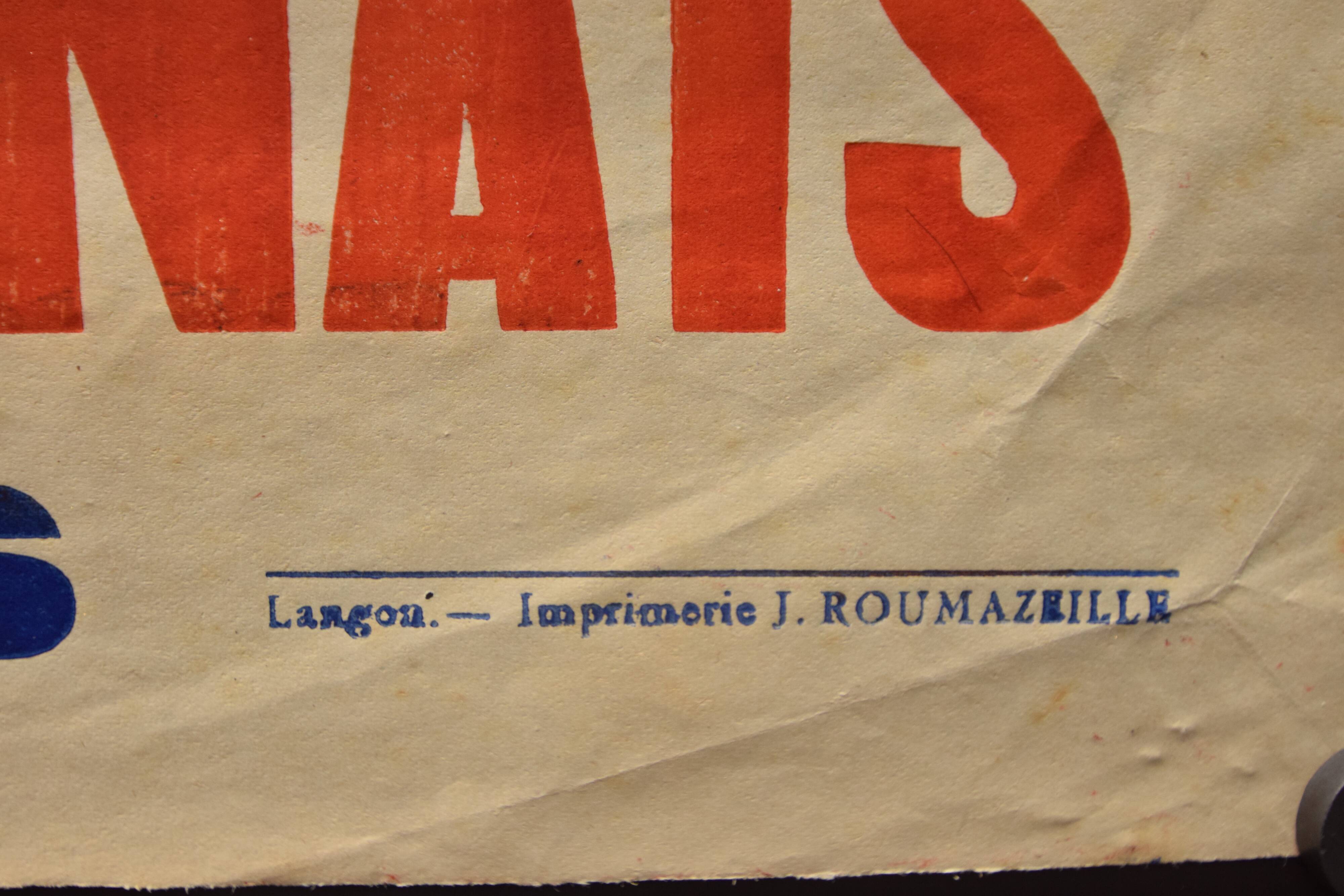 "Rugby Match" poster - City of Langon - 1930s